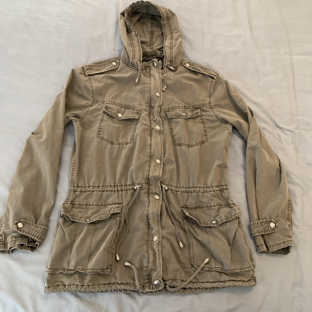 Buffalo‎ David Bitton Jacket Womens Medium Green Hooded Anorak Utility Pockets
